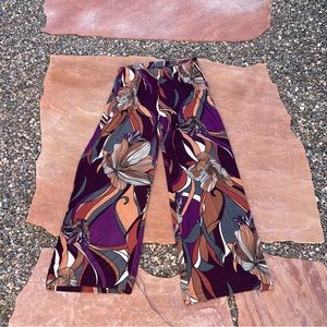 Vintage 90s colorful wide leg floral pants